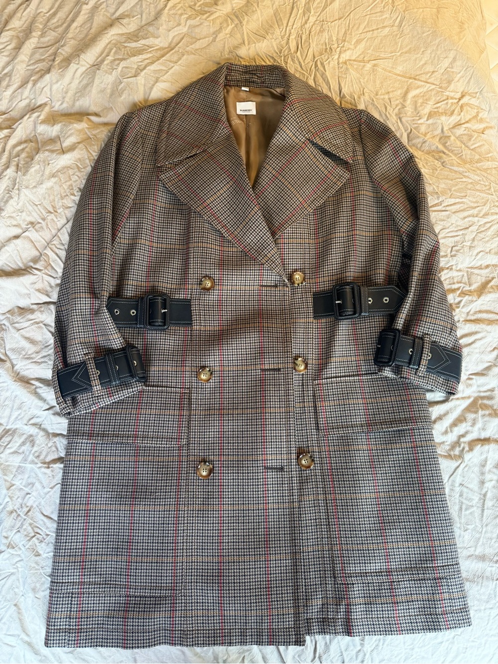 Burberry double-breasted houndstooth wool coat Size 6 - Picture 1 of 6